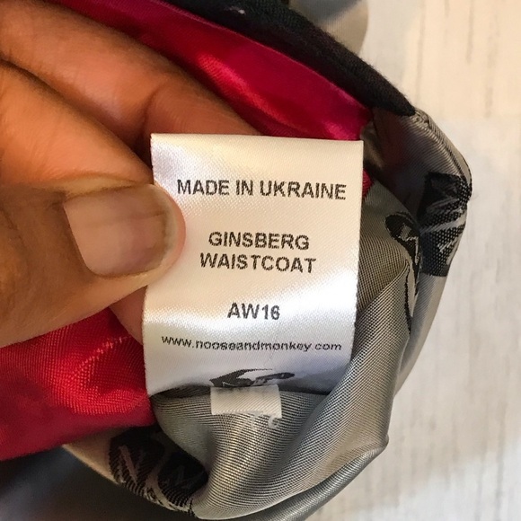 Noose & Monkey Ginsberg Plaid Double Breasted Waistcoat Vest Skull Print Back - Picture 14 of 16